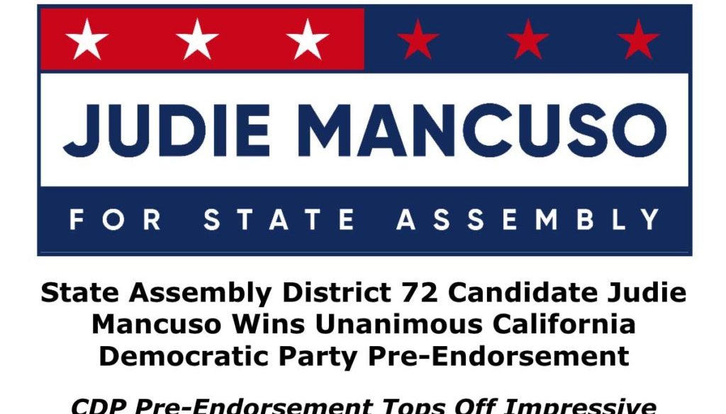 RELEASE: State Assembly District 72 Candidate Judie Mancuso Wins Unanimous California Democratic Party Pre-Endorsement 